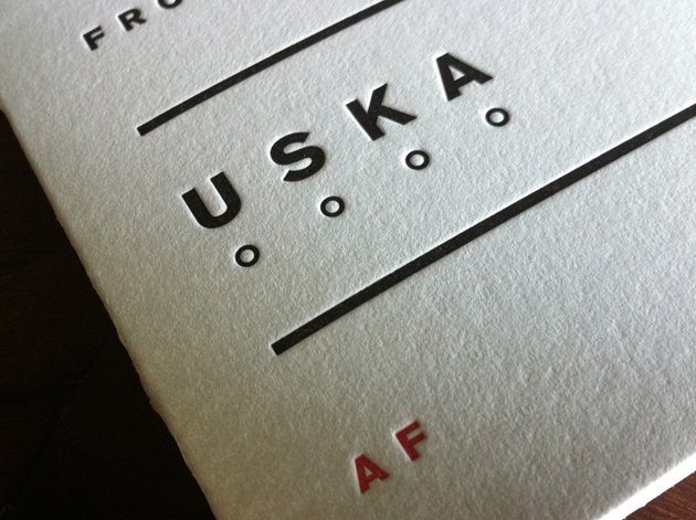 uska letterpress card