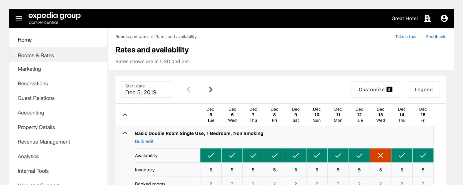expedia rates availability