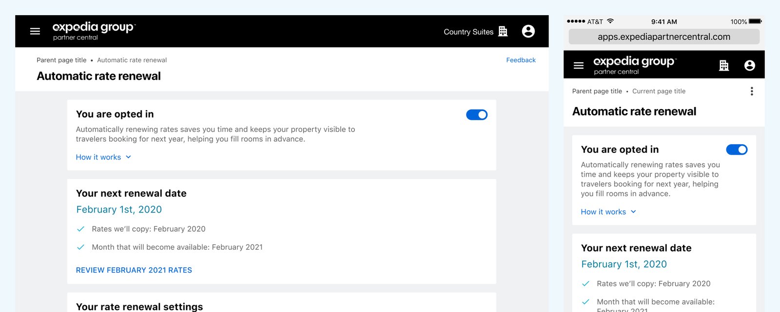 expedia auto rate renewal