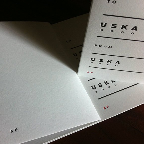 uska letterpress card