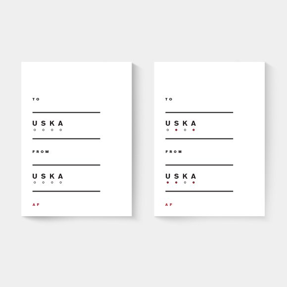 uska letterpress card